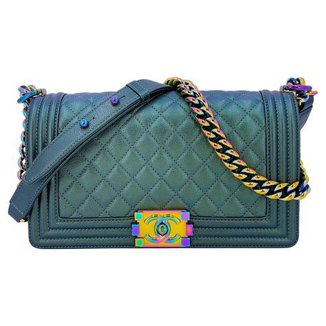 chanel green iridescent mermaid boy bag|Chanel bag for sale.